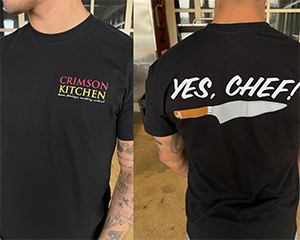 Crimson Kitchen "YES CHEF" Black T-Shirt 
